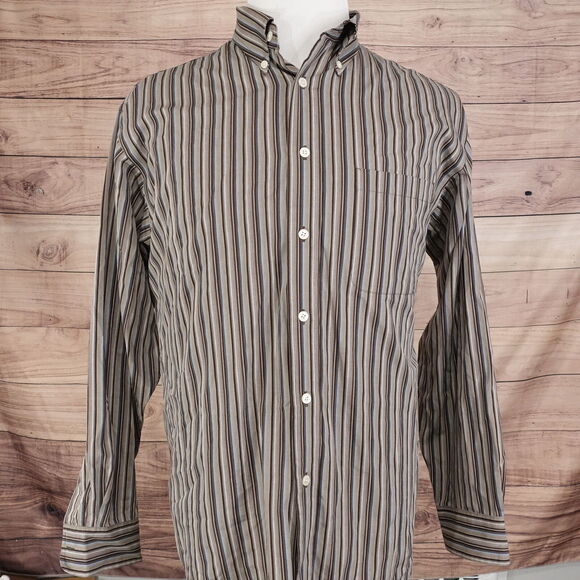 ROUNDTREE & YORKE CLASSICS LONG SLEEVE STRIPED BUTTON DOWN SHIRT MENS SZ L - Picture 3 of 7